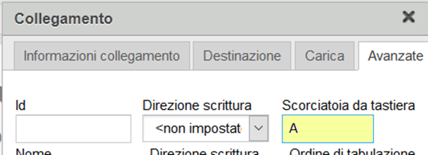 Esempio di impostazione di tasto scorciatoia editor intranet WorkTogether