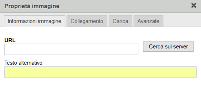 Esempio di proprietà di pagina per specificare ALT editor intranet Worktogether