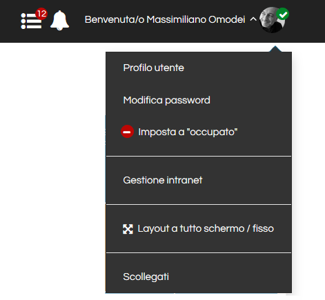 Stato dell'utente e nuovo menu profilo