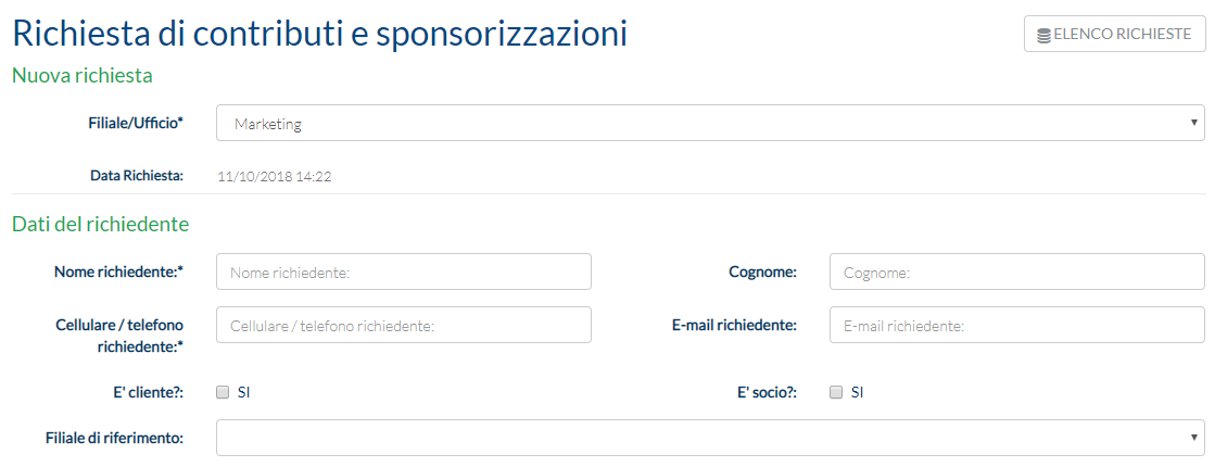 Workflow contributi e sponsorizzazioni