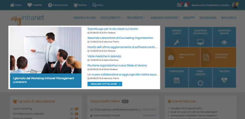 le news nell'intranet